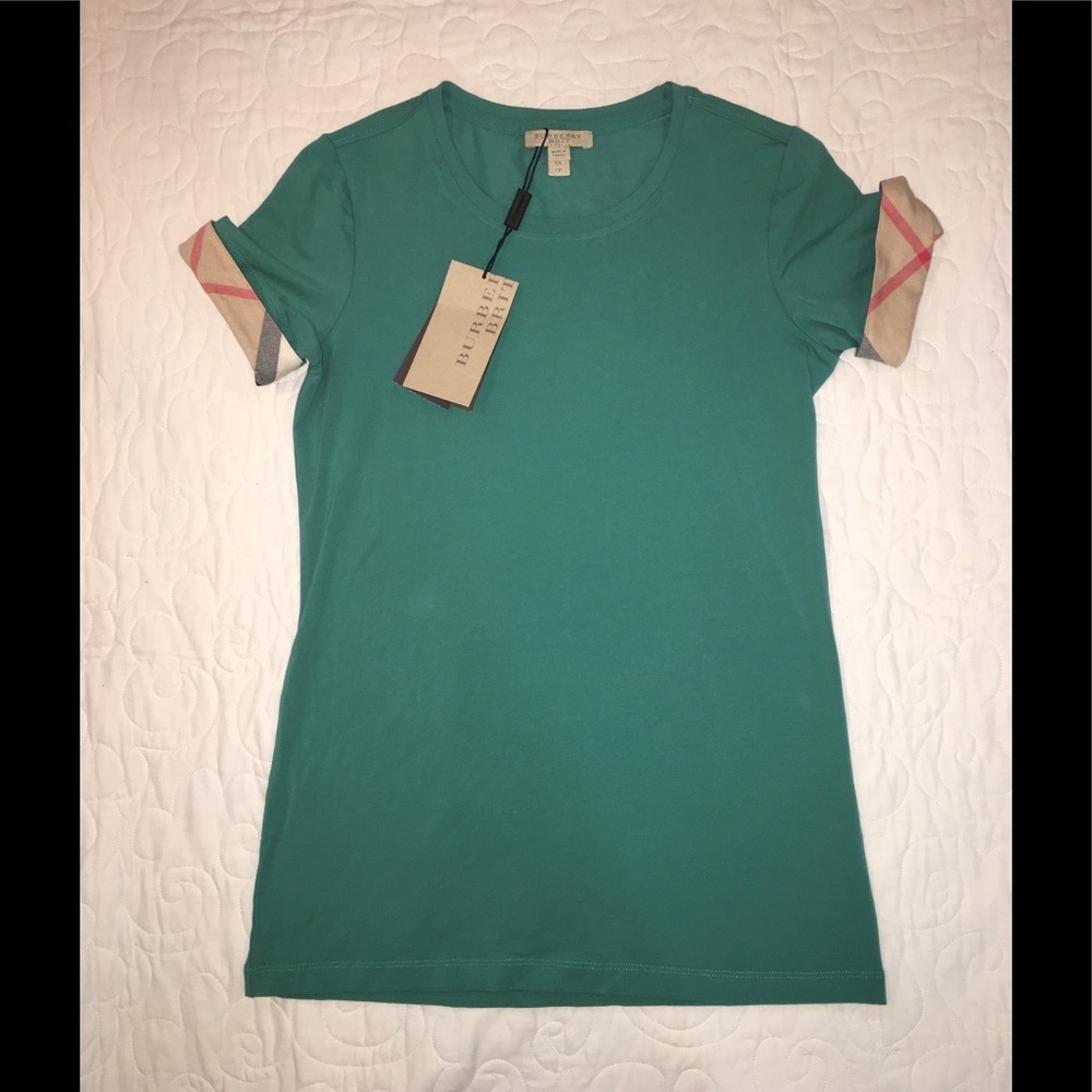 Burberry T-shirt with plaid embellished cuffs